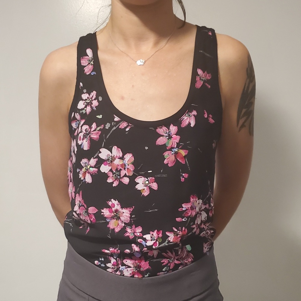 Subtle sequin and flower tank